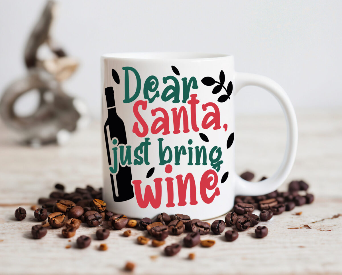 Koffiemok Dear Santa just bring Wine