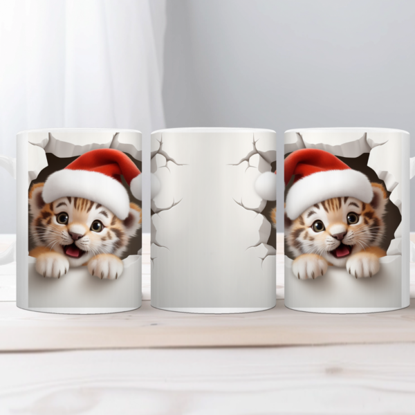 Koffiemok Kerst 3D Vrolijk leeuwtje