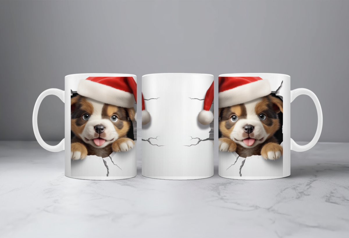 Koffiemok Kerst 3D Hond