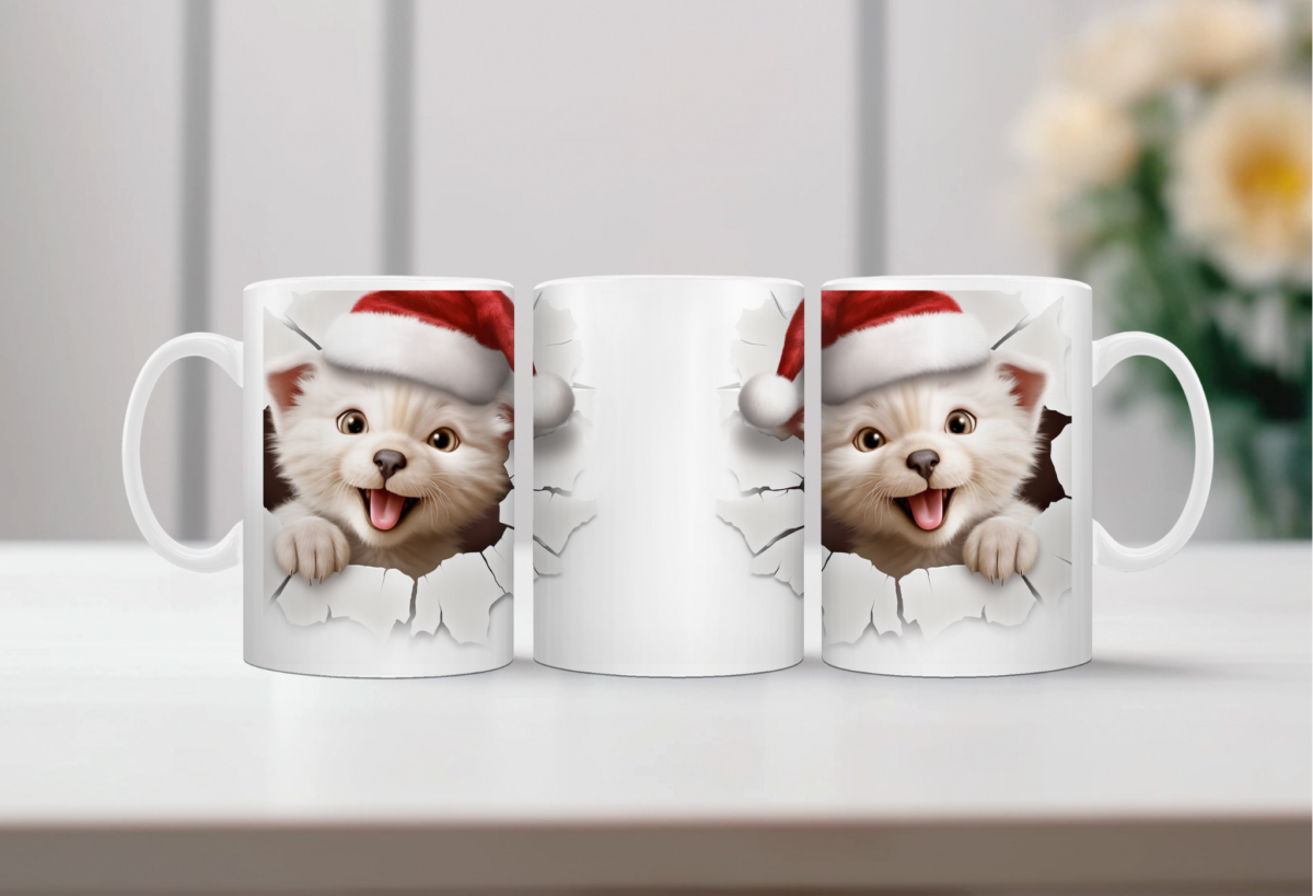 Koffiemok Kerst 3D Poesje 1