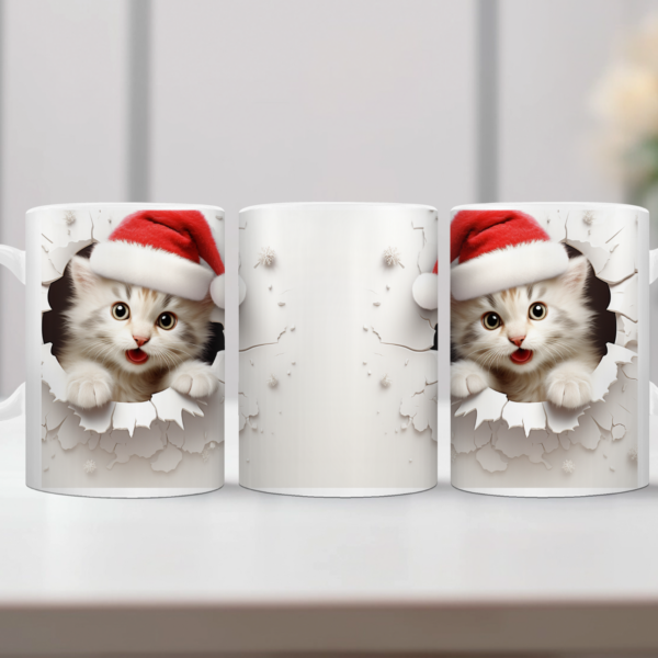 Koffiemok Kerst 3D Poesje 2