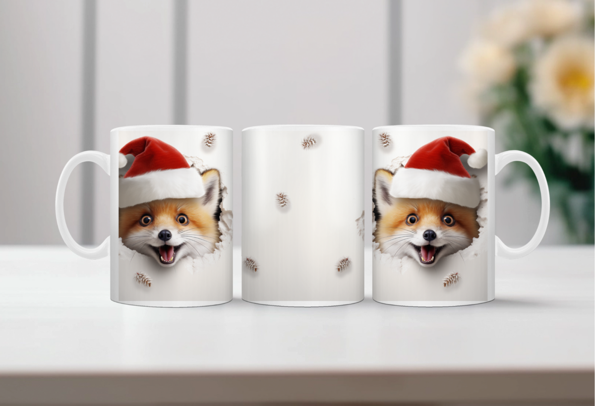 8 (2) Koffiemok Kerst 3D Wolfje