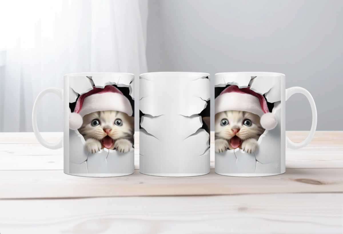 Koffiemok Kerst 3D Jong Poesje