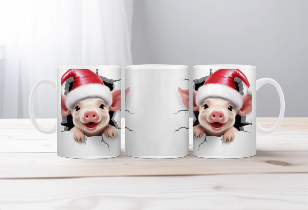 Koffiemok Kerst 3D Vrolijk Varkentje