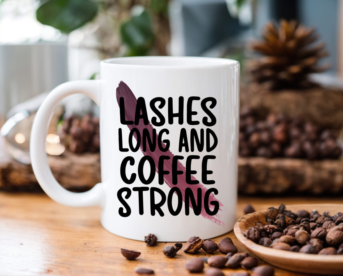 Koffiemok Quote Lashes long and coffee strong