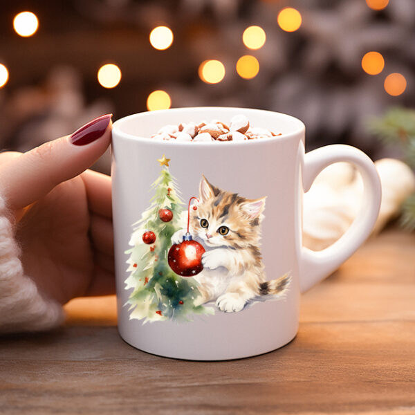 Koffiemok Kerstcadeau mok/beker met poes 10