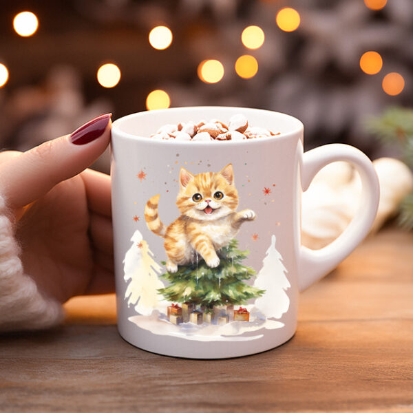Koffiemok Kerstcadeau mok/beker met poes 14
