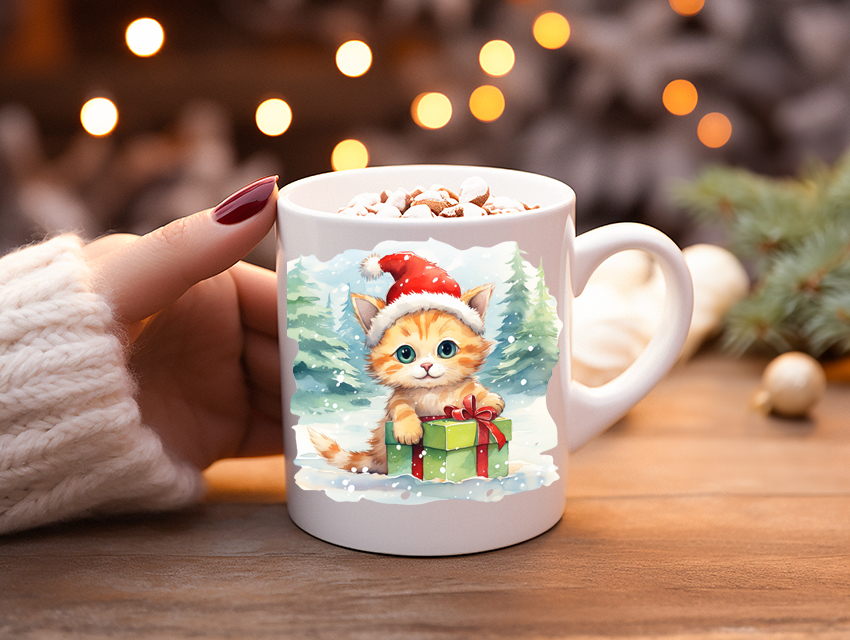 Koffiemok Kerstcadeau mok/beker met poes 16