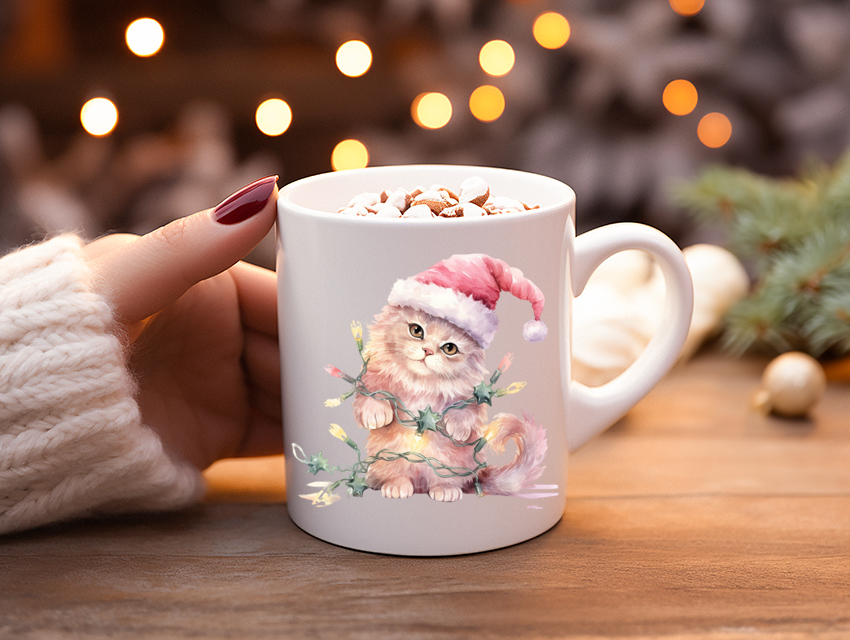 Elegant Winter Mugs 23 Koffiemok Kerstcadeau mok/beker met poes 23