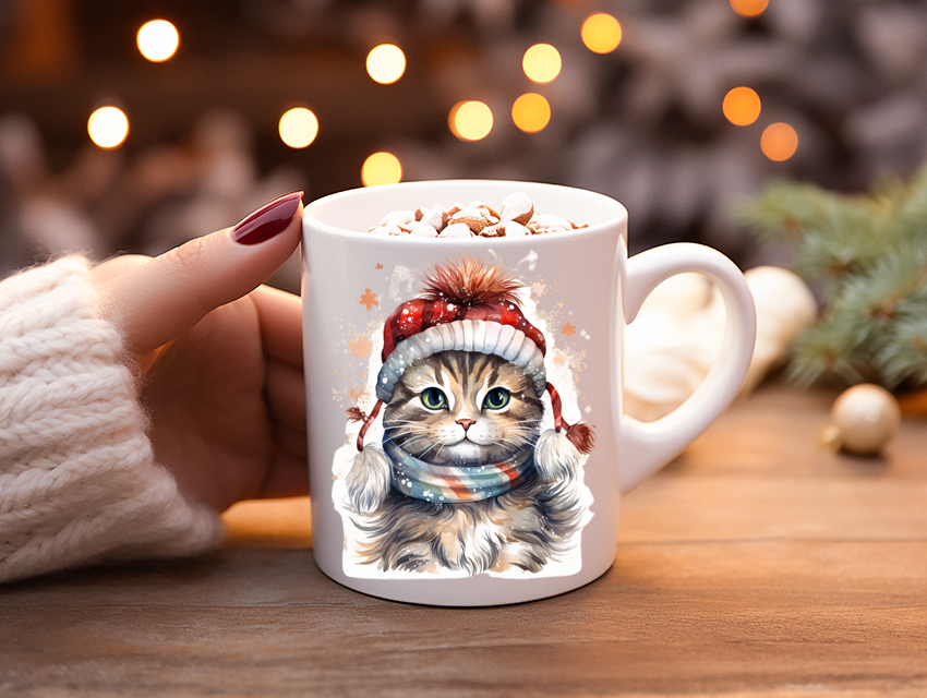Koffiemok Kerstcadeau mok/beker met poes 26