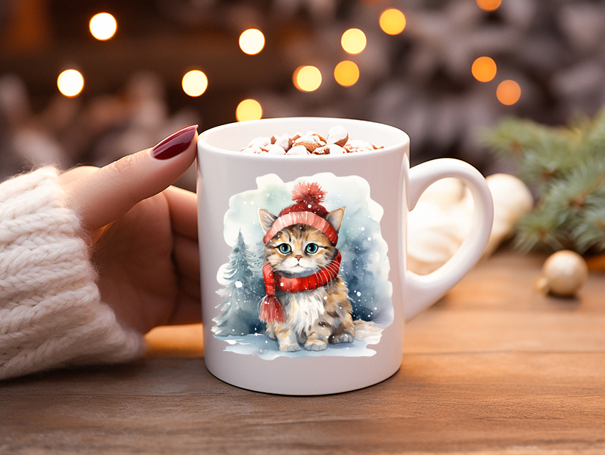 Koffiemok Kerstcadeau mok/beker met poes 28