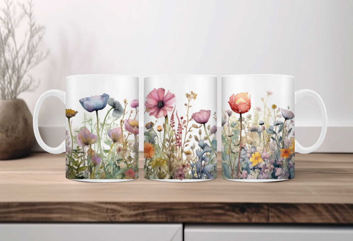 Aquarel wilde bloemen Koffiemok 01