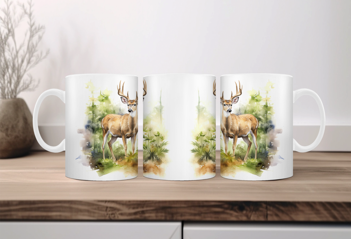 Aquarel Koffiemok Hert 1