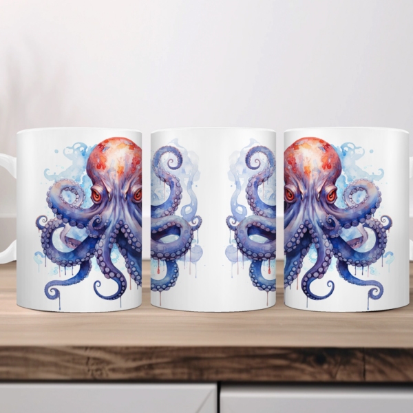 Aquarel Koffiemok Octopus 1