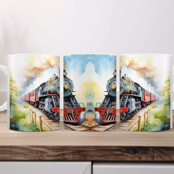 Aquarel Koffiemok Treinen 1