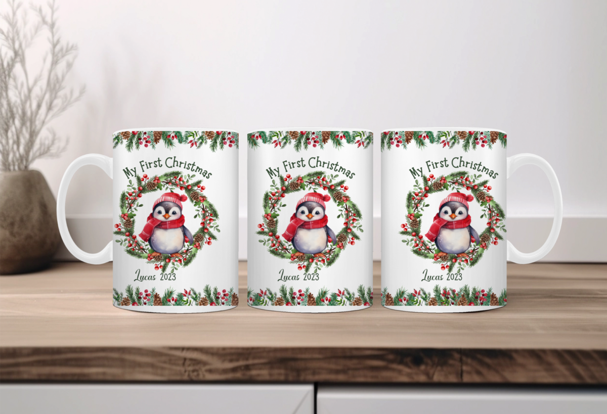 Koffiemok My first Christmas Beertje gepersonaliseerd