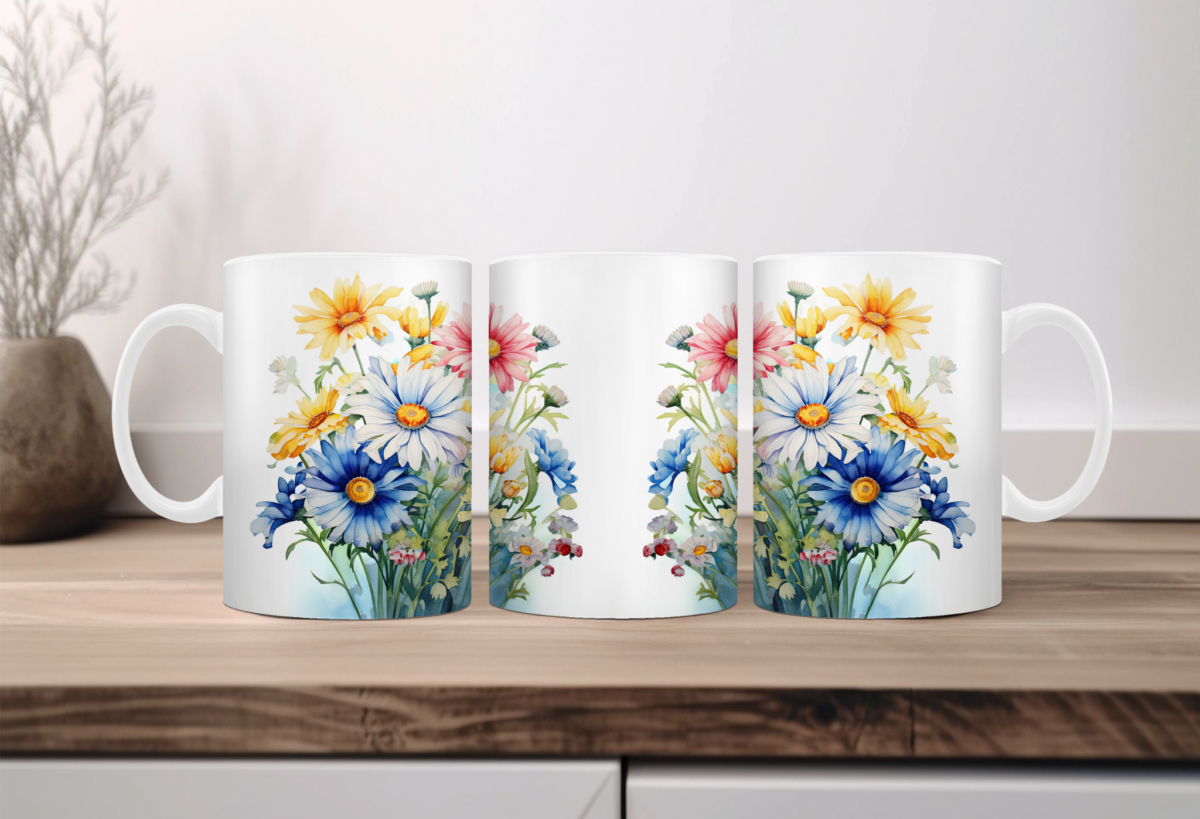 Aquarel Koffiemok Bloemen 1