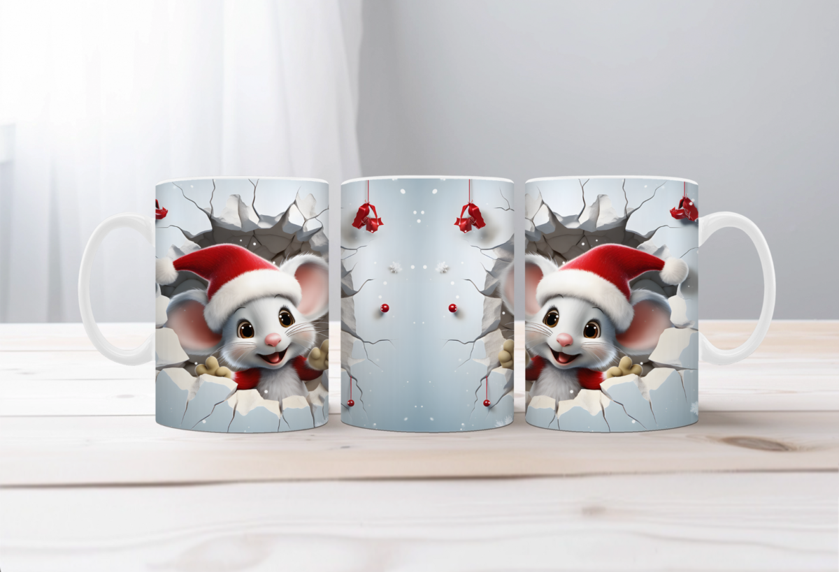 Koffiemok Kerst 3D Vrolijk muisje