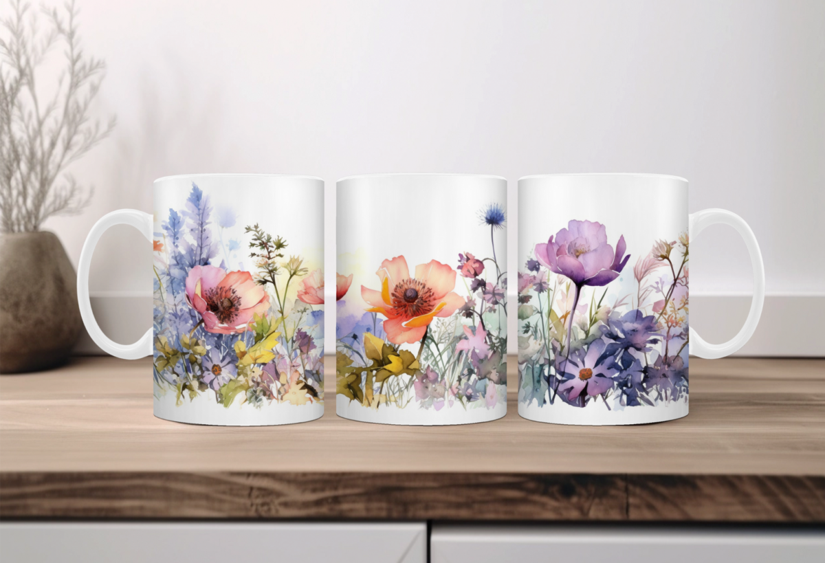 Aquarel wilde bloemen Koffiemok 10