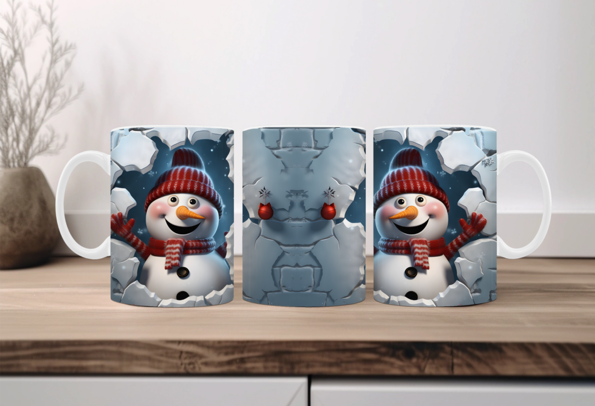 Koffiemok Kerst 3D Vrolijke sneeuwpop