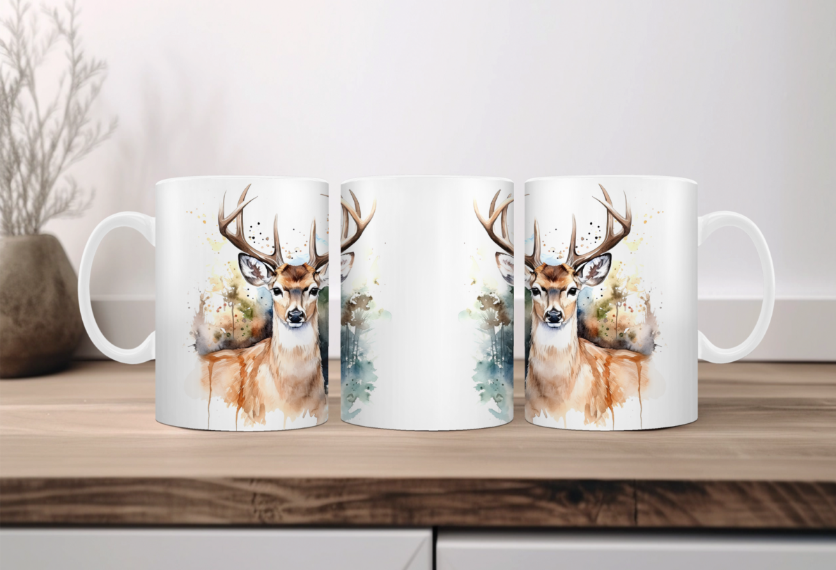 Aquarel Koffiemok Hert 2