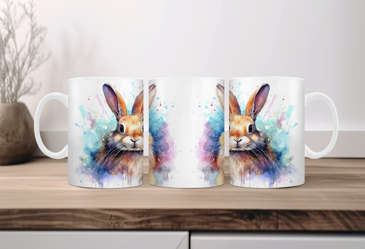 Aquarel Koffiemok Konijn 2