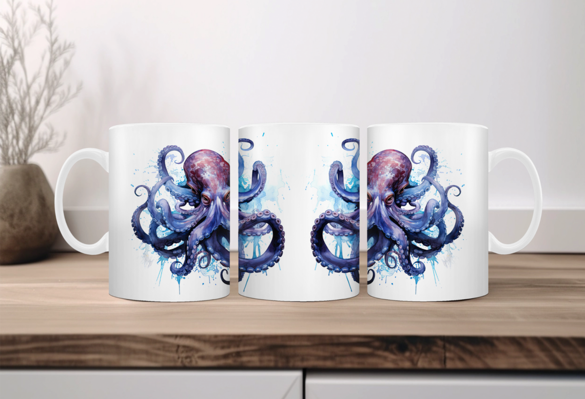 Aquarel Koffiemok Octopus 2