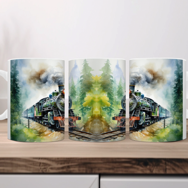 Aquarel Koffiemok Treinen 2