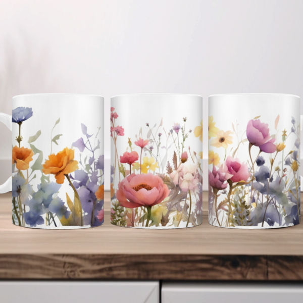 Aquarel wilde bloemen Koffiemok 02