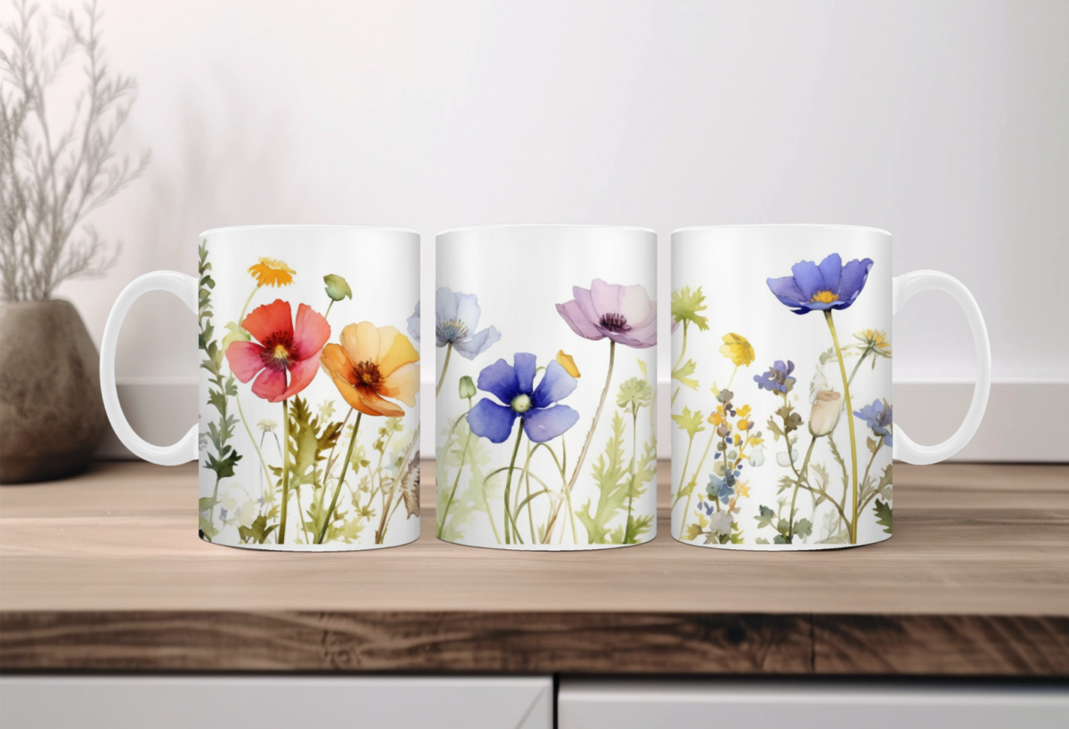 Aquarel wilde bloemen Koffiemok 03