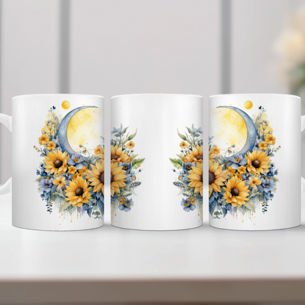 Aquarel Koffiemok Maan met sterren 3