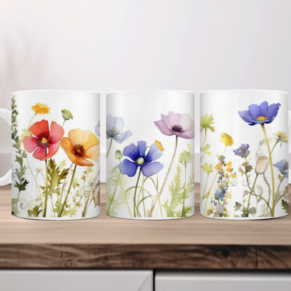 Aquarel wilde bloemen Koffiemok 03
