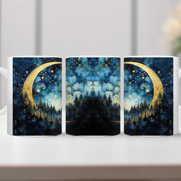 Aquarel Koffiemok Maan met sterren 4