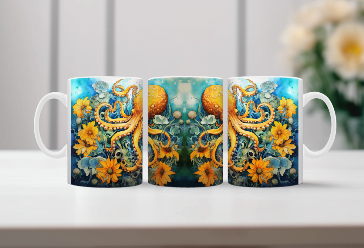 Aquarel Koffiemok Octopus 4