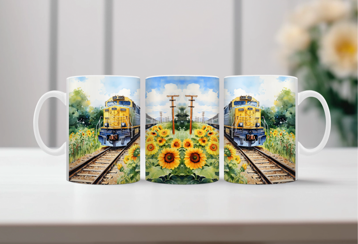 Aquarel Koffiemok Treinen 4