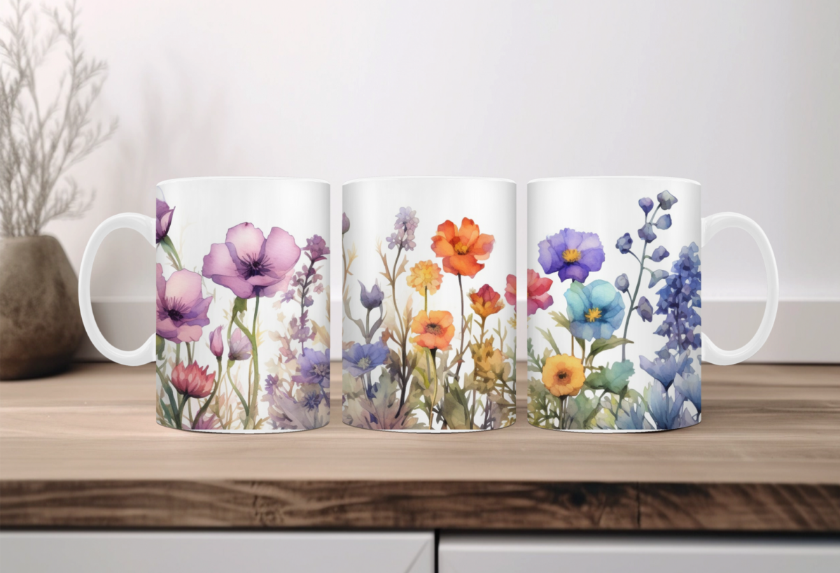 Aquarel wilde bloemen Koffiemok 05