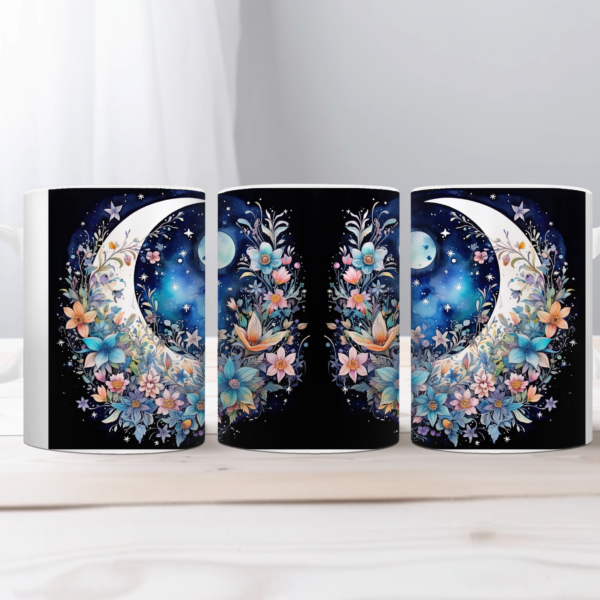 Aquarel Koffiemok Maan met sterren 5