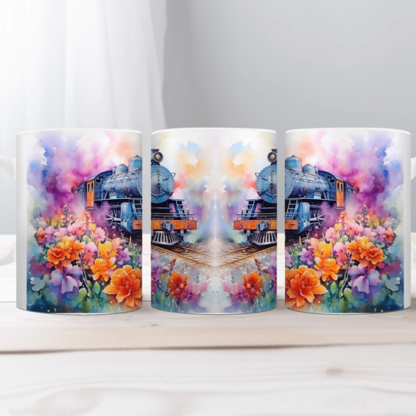 Aquarel Koffiemok Treinen 6