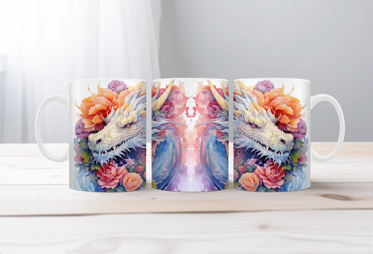 Aquarel Koffiemok Draak 6