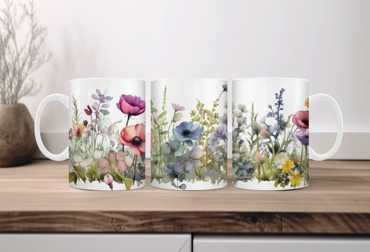 Aquarel wilde bloemen Koffiemok 07