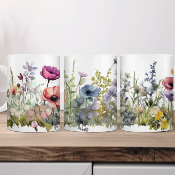 Aquarel wilde bloemen Koffiemok 07