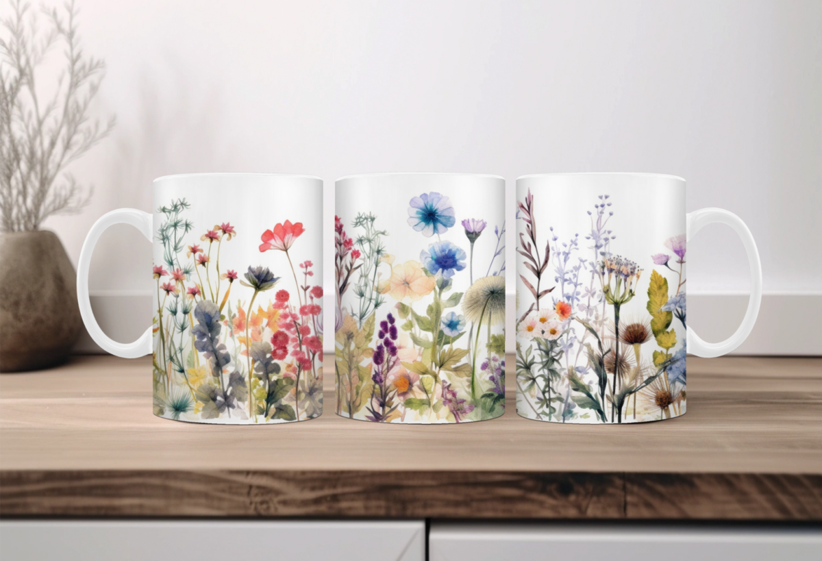 Aquarel wilde bloemen Koffiemok 08