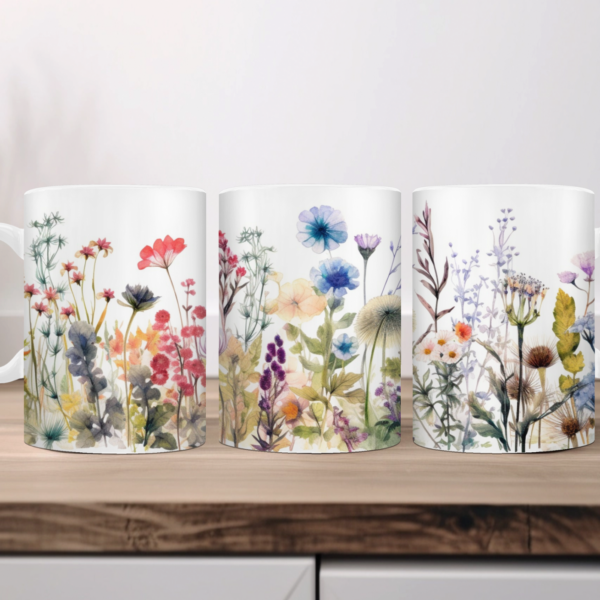 Aquarel wilde bloemen Koffiemok 08