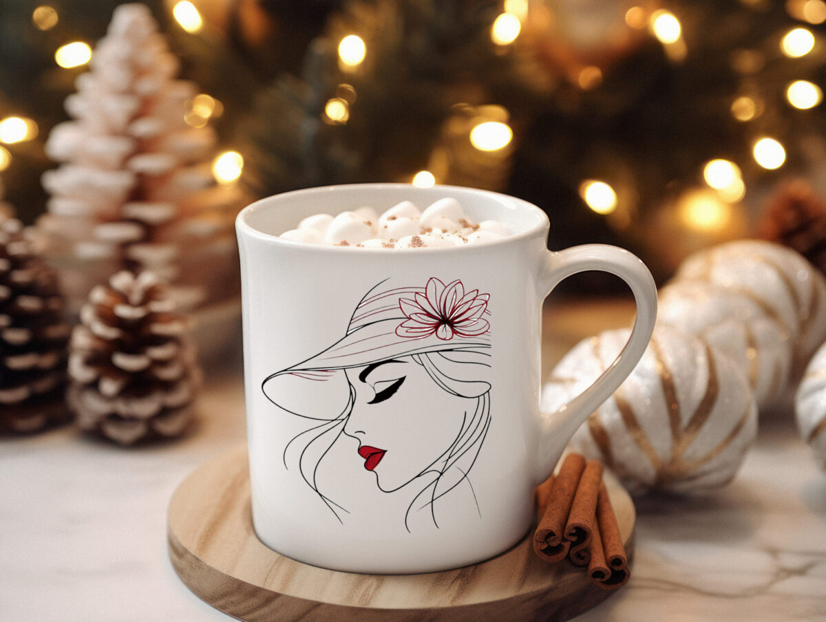 Koffiemok Lijntekening Dame 01