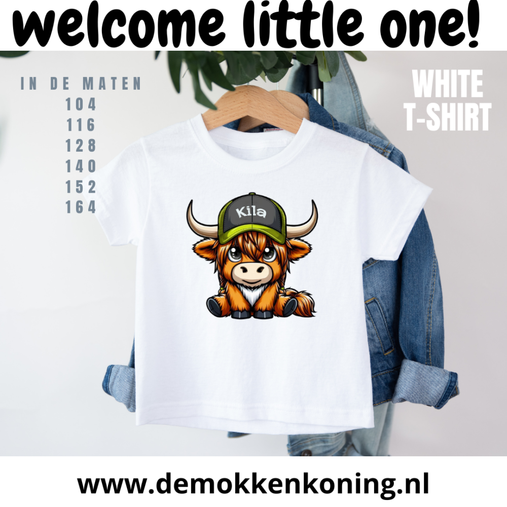 Kinder T-shirt Highland Cows - Roze lichtgrijs