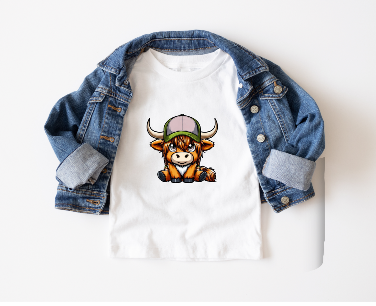 Kinder T-shirt Highland Cows - Roze lichtgrijs