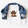 Kinder T-shirt Highland Bruin met blauwe rand