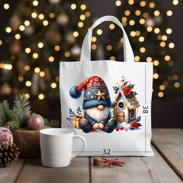 CHRISTMAS GNOME 02 Katoenen tas met kerstontwerp 25