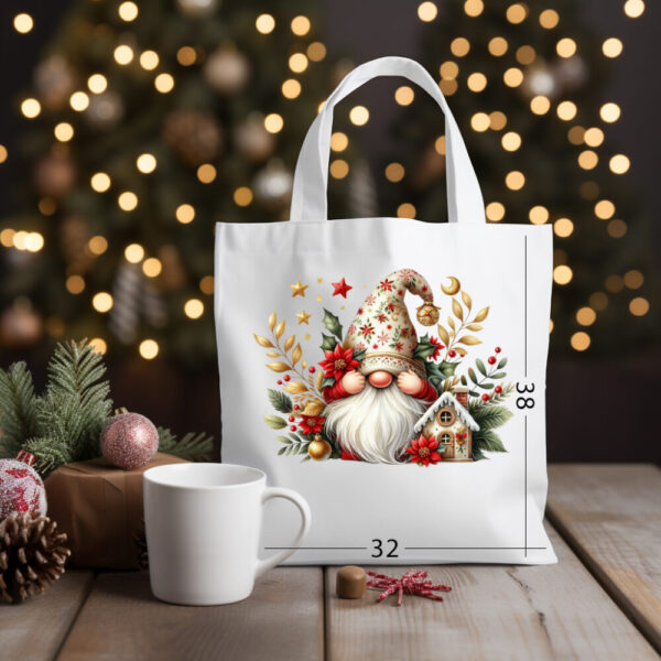 CHRISTMAS GNOME 03 Katoenen tas met kerstontwerp 24