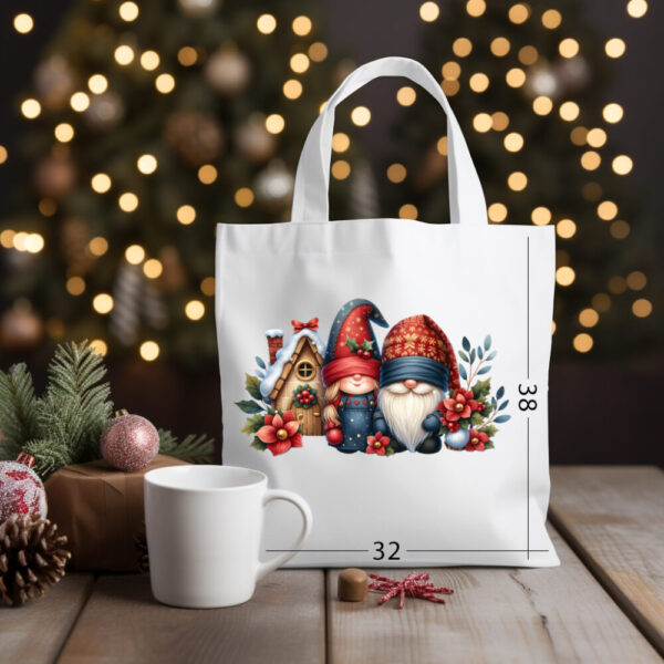 CHRISTMAS GNOME 04 Katoenen tas met kerstontwerp 23